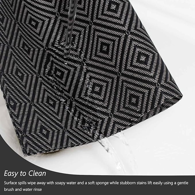 AHHFSMEI Placemats for Dining Table Set of 6 Woven Vinyl Plastic Place Mats Non-Slip Heat Insulation Stain Resistant Table Mats Washable Easy Clean Placemats (Black Grey Checker)