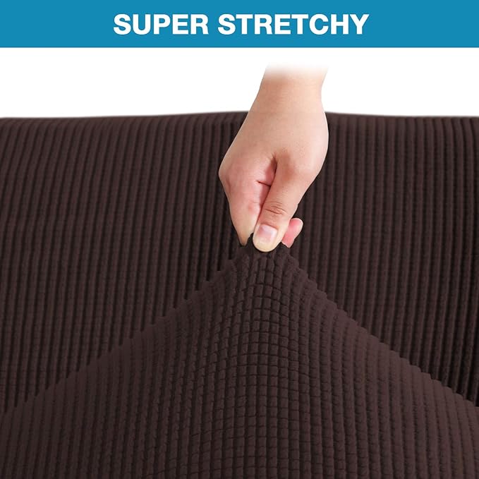 Flamingo P Stretch Armless Futon Covers Full Queen Futon Couch Covers Slipcover Futon Sofa Cover Futon Bed Cover Furniture Protector Covers with Elastic Bottom, Soft Thick Jacquard Washable, Brown