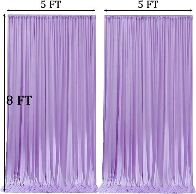 10x8 ft Wrinkle Free Lavender Light Purple Backdrop Curtain Drapes, Polyester Wedding Curtains Party Background for Baby Shower Birthday Parties