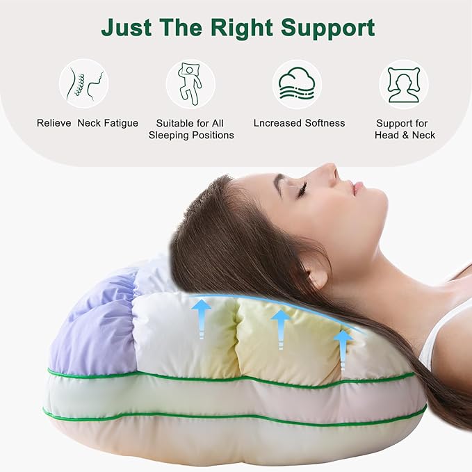 YOUR MOON Fluffy Support Bed Pillow Standard Size, Super Soft Premium Down-Alternative Filling for Sleeping, Luxury Hotel Quality Bed Pillows for Side Sleeper (Rainbow)