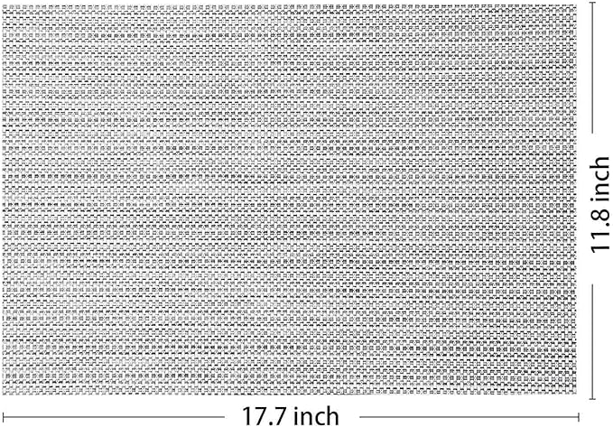 AHHFSMEI Placemats for Dining Table Set of 8 Woven Vinyl Plastic Place Mats Non-Slip Heat Insulation Stain Resistant Table Mats Washable Easy Clean Placemats (White Grey Silver 8)
