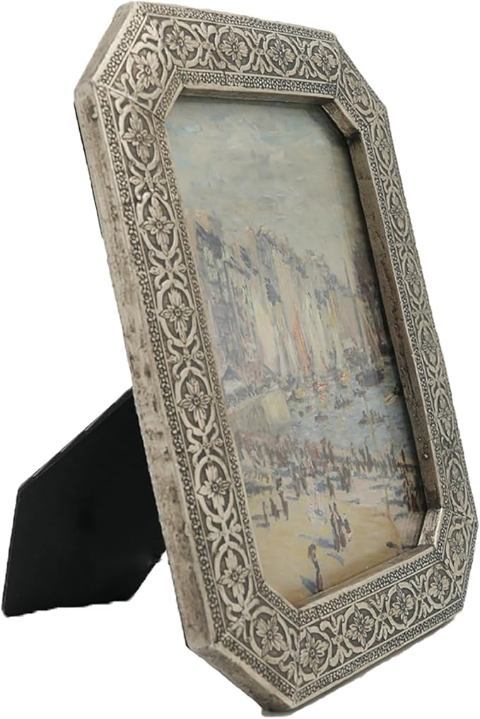 5x7 Vintage Picture Frames - 5 x 7 Picture Frame Antique, Ornate Silver Frames 5 x 7, Small 5x7 Picture Frame Wall Hanging For Home Decor