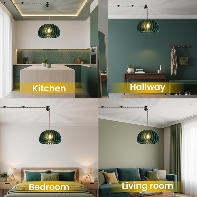 Pendant Light with Felt Lampshade, Modern Hanging Lamp Fixture, DIY Acoustic Plug-in Pendant Light for Kitchen Island, Living Room, Dining Room, Bedroom, Office (D13.7"x7.8")