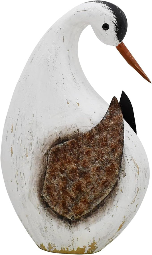 Veclotch 8.65"" H Nautical Wood Beach Sea Bird Table Statue Decorative Seabird Figurine Handmade Sculpture Rustic Distressed Farmhosue Nautical Bird Statue Sea Ocean Coastal Home Decoration (L)