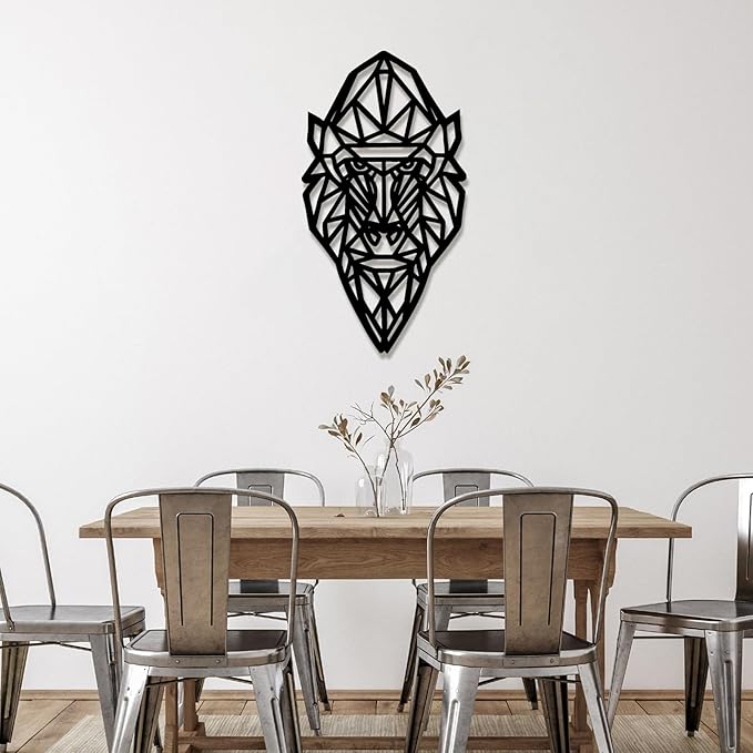 Geometric Animal Metal Wall Art – Modern Polygon Style Metal Wall Decor for Home, Living Room, or Office, Minimalist Wildlife Wall Sculpture, Black Steel Design (Style-2)