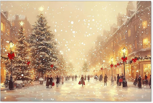 Winter Christmas Landscape Wall Art Fashion Snowscape Poster Vintage Cozy Scenic Canvas Prints for Living Room Office Wall Decor 16x24 inch Unframed