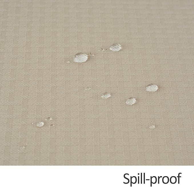 maxmill Square Tablecloth Weaved Texture Stain Resistant Waterproof Wrinkle Resistant Washable Soft Table Cloth, Decorative Fabric Table Cover for Dining Room Dinner and Parties, 52 x 52 Inch, Natural
