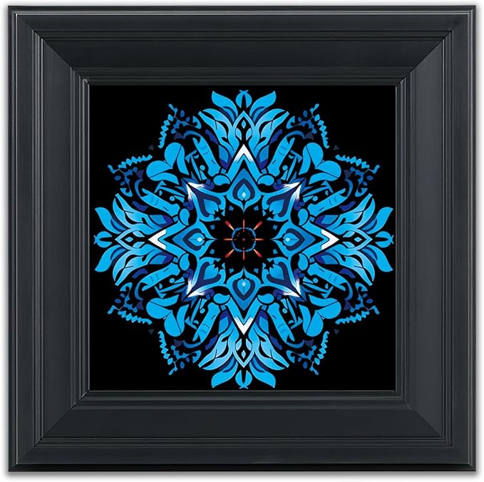 Brivoria Mandala Wall Art Home Decor, Blue Azure Mandala Artwork with Layered Frame Design, Modern Spiritual Accent for Bedroom Yoga Room Study or Meditation Space, Wall and Tabletop Display, 12x12
