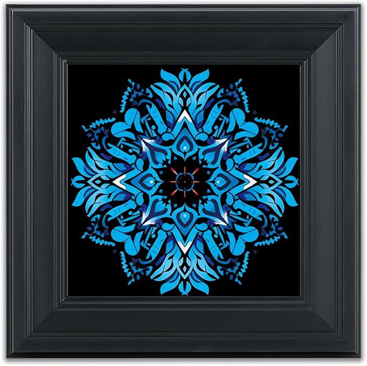 Brivoria Mandala Wall Art Home Decor, Blue Azure Mandala Artwork with Layered Frame Design, Modern Spiritual Accent for Bedroom Yoga Room Study or Meditation Space, Wall and Tabletop Display, 12x12