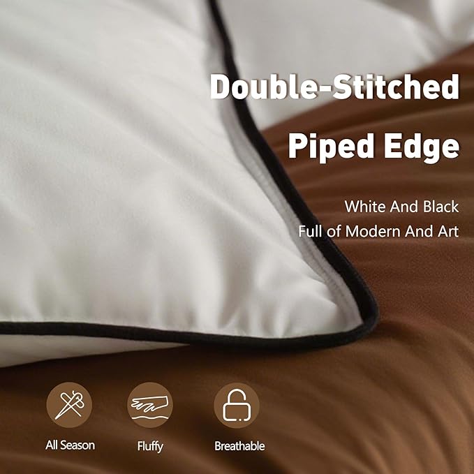 Fluffy Goose Feather Down Fiber Comforter Queen, Luxury Hotel Quilted Duvet Insert, All Season Aesthetic Comfortable Bedding Duvet with Cotton Blend Shell 90x90Inch