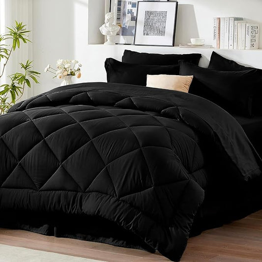 Cozynight Soft Twin Size Comforter Duvet Insert-Lightweight Down Alternative Comforter with Corer Tabs -Fluffy & Breathable & Machine Washable Diamond Stitching(Black,68"x86")