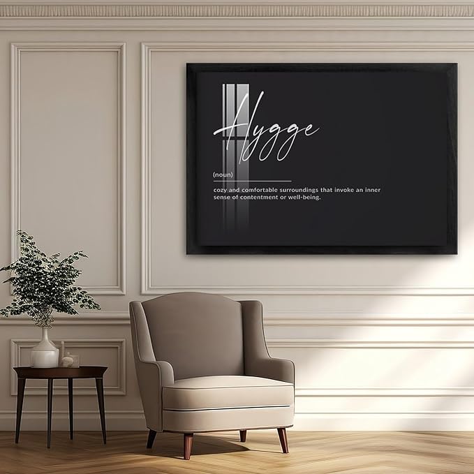 Hygge Print, Hygge Definition Poster, Hygge Gift, Hygge Sign, Scandinavian Print, Danish Print, Danish Wall Art Poster Wall Art Bedroom Decor Office Room Kitchen Decor Wood Black-style 16x24inch(40x6