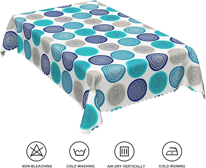 54x108inches Abstract Geometric Tablecloth Colorful Polka Dot Irregular Round Circle Modern Art Table Cloth Waterproof Fabric Table Cloth Cover for Kitchen Dining Room Living Room Home Decor