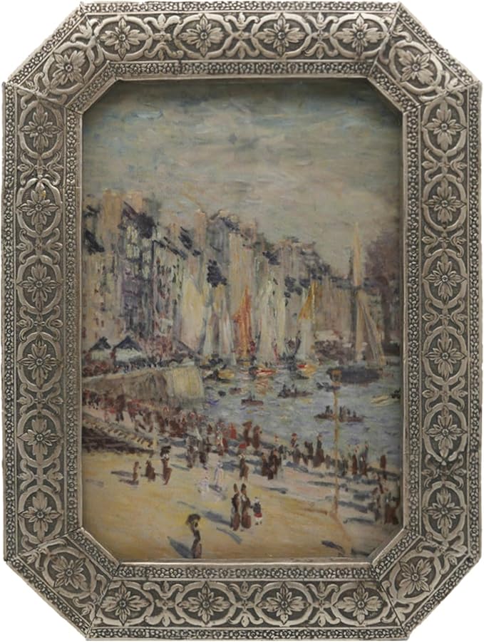 4x6 Vintage Picture Frame - Silver Antique Frame 4x6, Ornate Frames 4 X 6 With Glass Front For Tabletop Photo Display And Wall Hanging, Victorian Poster Frame 4 By 6 Vintage Wall Decor