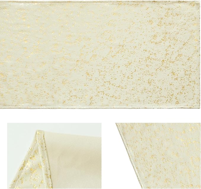 Artoid Mode Beige Dutch Fleece Table Runner, Glitter Metallic Foil Holiday Kitchen Dining Table Decoration for Home Party Decor 13x72 Inch