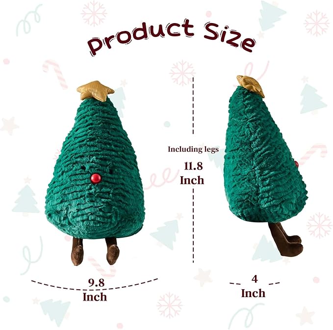 Uvvyui Christmas Tree Pillows Christmas Pillows Tree Shaped Throw Pillows Aesthetic Winter Xmas Plush Decorations Pillow Gingerbread Candy Pillow for Xmas Decor