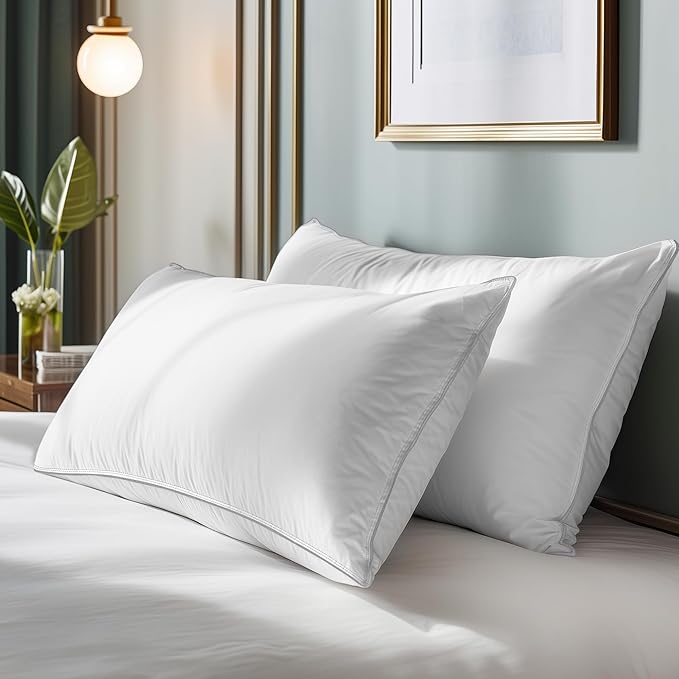 SANSWAN Luxury Goose Down Pillow King Set of 2, Cooling Breathable Hotel Quality Medium Firm for Hot & All Position Sleepers, Hypoallergenic