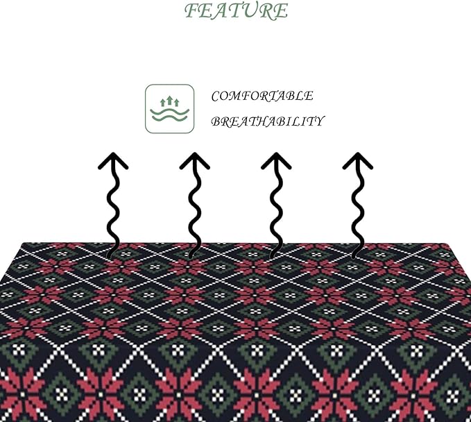 54x70 Inch Xmas Theme Rectangle Tablecloth Rhombus Geometric Flower Table Cloth Washable Durable Table Cover for Kitchen Dining Banquet Ugly Christmas Sweater Party Decor