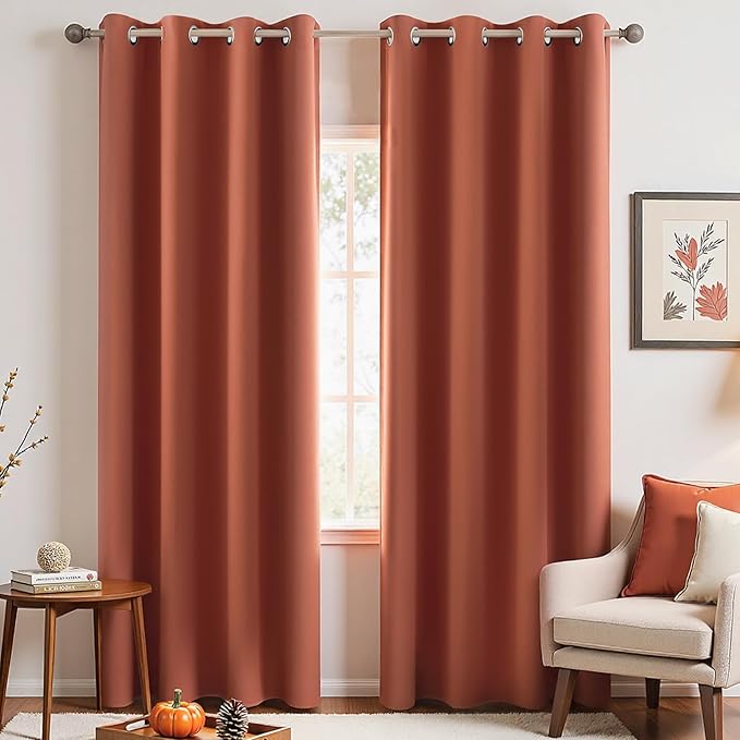 Thermal Curtains for Winter Insulated,96 Inches Long Autumn Fall Bohemian Blackout Hippie Curtains for Bedroom Living Room Dining Room 2 Panel Set
