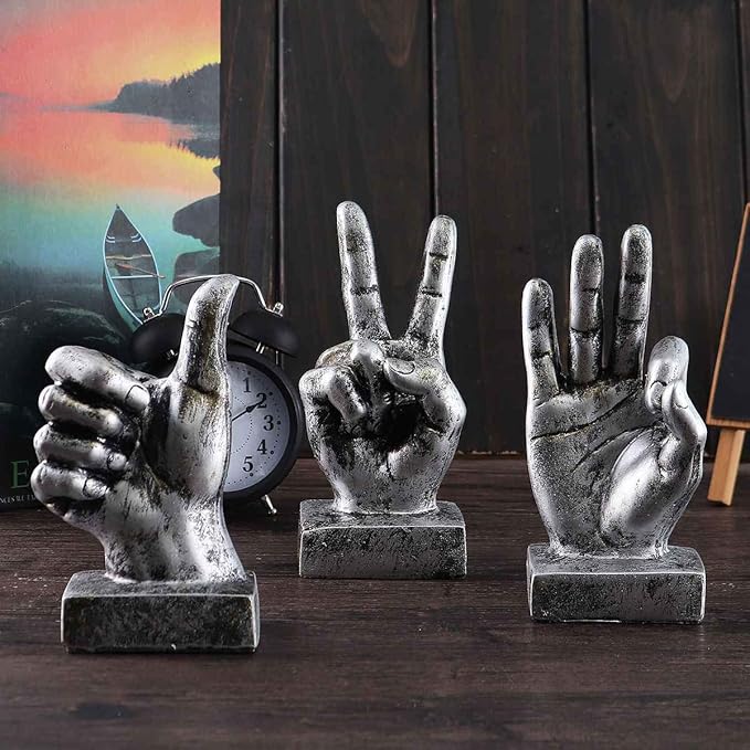 Nice purchase Hand Finger Gesture Desk Statues Fingers Sculpture Creative Home Living Room Cabinet Shelf Decoration (OK Gesture in Gold)
