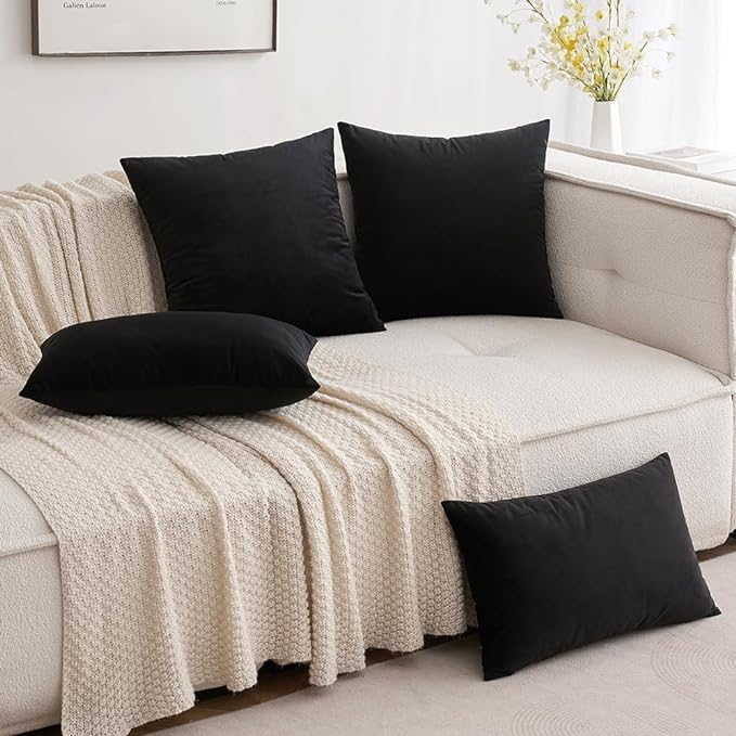 MIULEE Pack of 2, Velvet Soft Solid Decorative Square Throw Pillow Covers Set Cushion Case for Sofa Bedroom Car 12 x 20 Inch 30 x 50 Cm