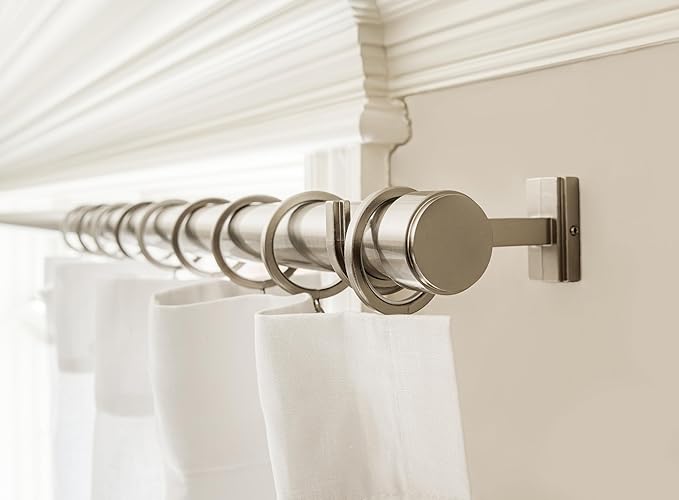 BlastHome® Luxury Curtain Rings - Premium Metal with Quiet, Smooth Nylon Inserts - Pinhooks and Clips Included - 1 1/2" Inside Diameter - 9 Rings for One Standard Curtain - Brushed Nickel