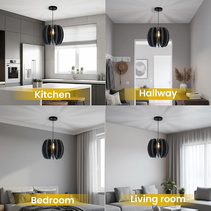 Pendant Light with Felt Lampshade, Modern Hanging Lamp Fixture, DIY Acoustic Pendant Light Chandeliers for Kitchen Island, Living Room, Dining Room, Bedroom, Office (D11.8"x10.2")