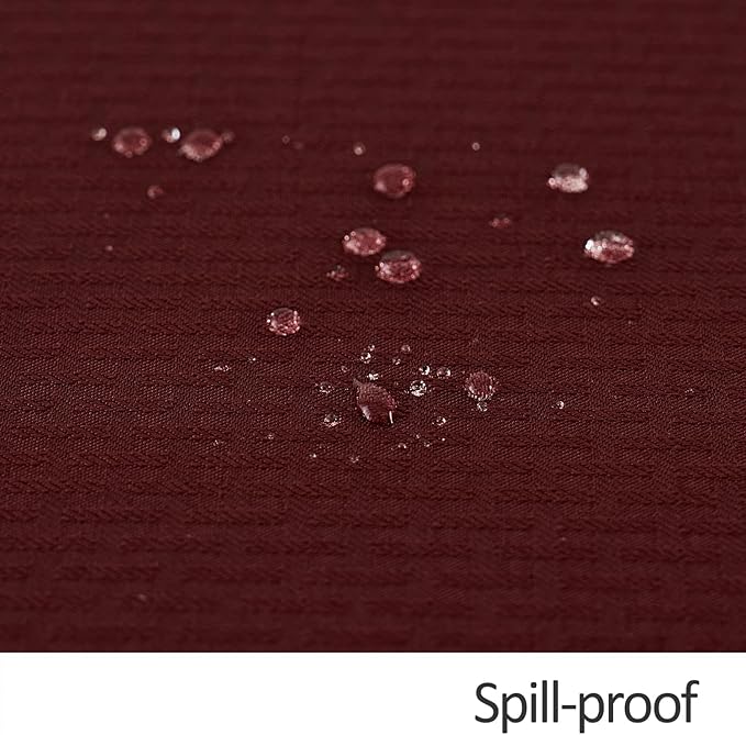 maxmill Weaved Texture Tablecloth Water Resistance Antiwrinkle Spillproof Soft Washable Table Cloth for Dining Room, Buffet Banquet Parties Holiday Dinner, Rectangular 60 x 108 Inch, Burgundy