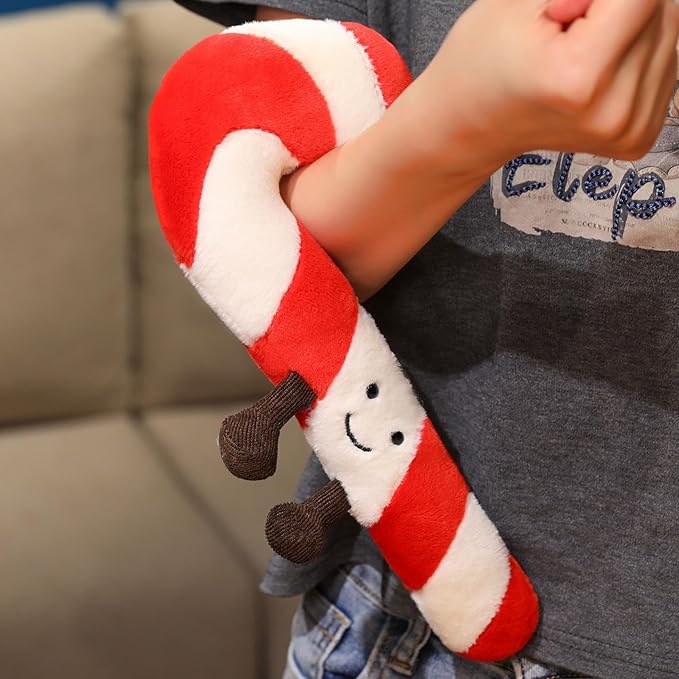 Candy Cane Pillow Christmas Plush Soft Plush Stuffed Candy Cane Decor for Bed, Couch, Kawaii Birthday Gifts for Kids