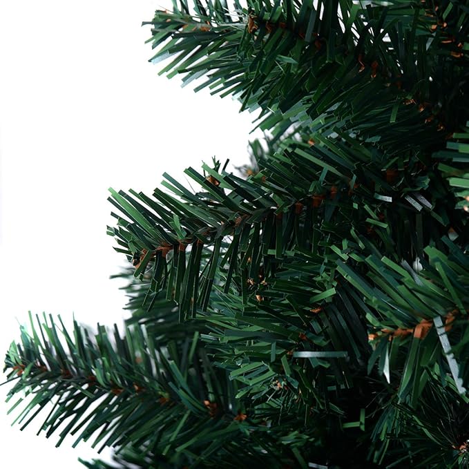 GOFLAME 7FT PVC Artificial Green Christmas Tree Home Holiday Décor with Metal Stand 950 Branches Holiday Indoor Decoration, Easy to Assemble