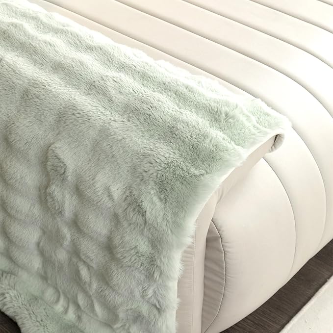 Faux Fur Couch Cover, Soft Warm Plush Sofa Couch Cover, Non Slip Sectional Sofa Slipcovers, Washable Furniture Protector for Kids, Dogs, L Shaped Armrest Backrest Covers(Green, 36"×36")