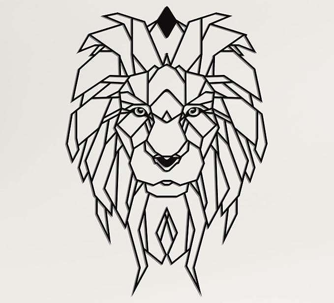 DEKADRON Metal Wall Art, Geometric Metal Lion Head, Metal Wall Decor, Office Wall Art, Geometric Wall Art, Metal Wall Sign (21" W x 30" H / 54x75 cm)