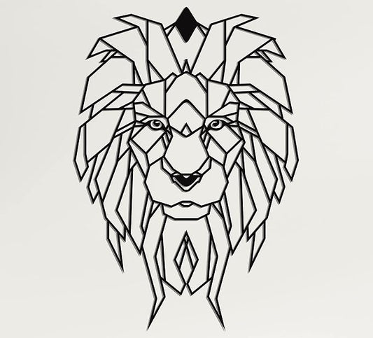 DEKADRON Metal Wall Art, Geometric Metal Lion Head, Metal Wall Decor, Office Wall Art, Geometric Wall Art, Metal Wall Sign (21" W x 30" H / 54x75 cm)