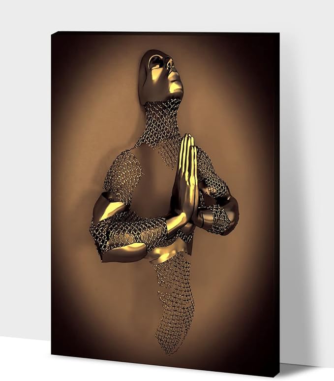 3D Metal Effect Wall Art - 3D Metal Effect Wall Art Merged Hands for Modern Wall Art, Large Wall Art for Bedroom Dercorations Framed 32”x48”x1Pcs