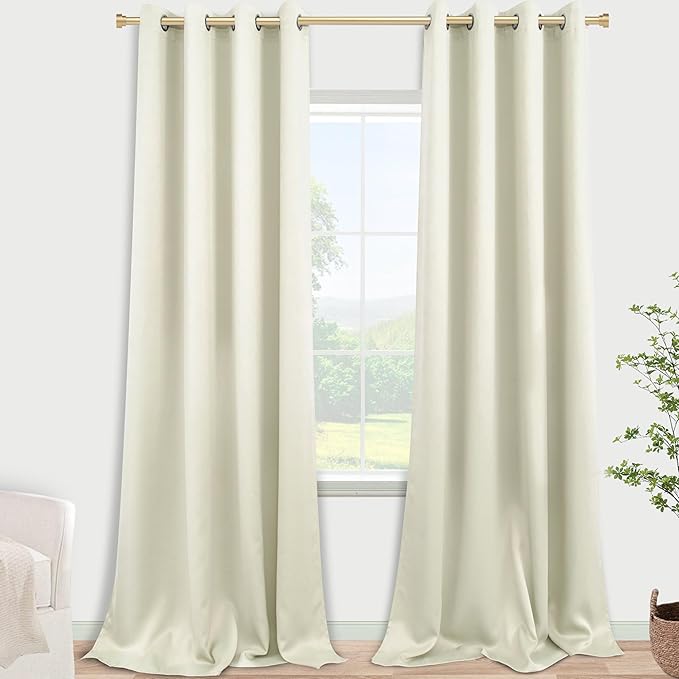 KOUFALL 132 Inch Curtains Long,Room Darkening 60-70% Blackout Grommet 11FT Tall Curtains for Living Room 2 Panels Set,Cream Beige