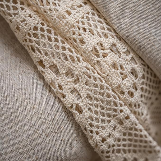 OYX Boho Curtains 84 Inch Length 2 Panels for Living Room, Bedroom Light Filtering Drapes, Farmhouse Vintage Country French Rustic Tassels Pattern Rod Pocket Aesthetic Decor Window Treatments