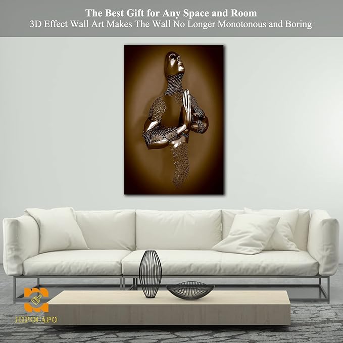 3D Wall Art Decor Artwork - 3D Metal Effect Wall Art Merged Hands for Modern Wall Art, Large Wall Art for Bedroom Dercorations Framed 28”x40”x1Pcs