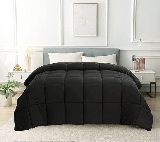 Cozynight Down Alternative Comforter-All Season Twin XL Comforters Duvet Insert with Corner Tabs-Breathable-Box Stitched Reversible Black Comforter 68x90 inches