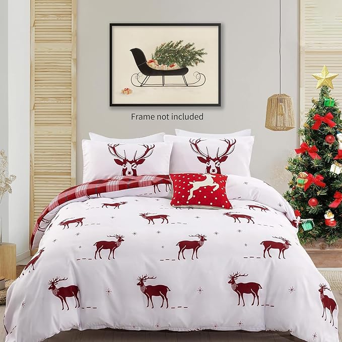 Winter Holiday Sleigh Canvas Wall Art Vintage Christmas Tree Poster Retro Botanical Pine Tree Sketch Painting Prints for Living Room Bedroom Wall Decor 12x16 inch Unframed