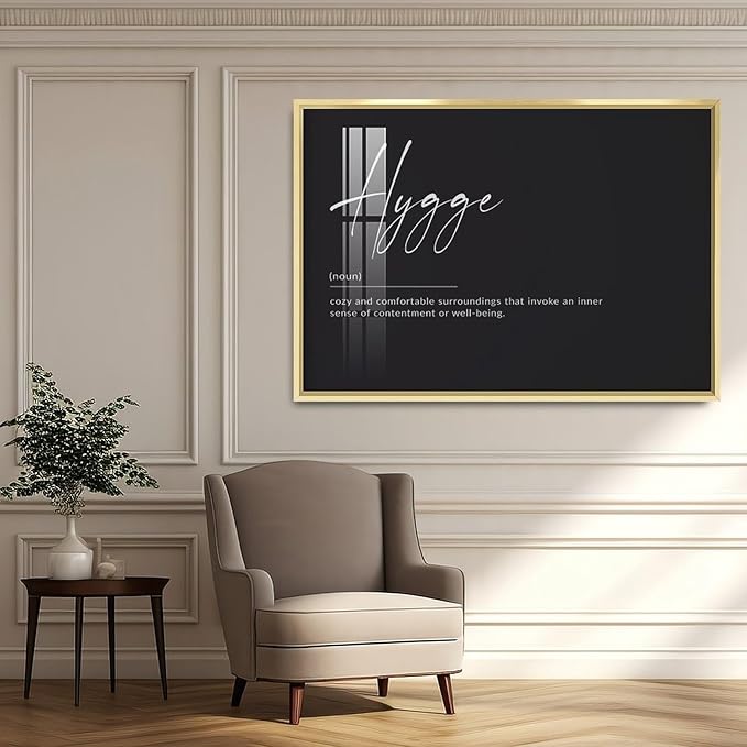 Hygge Print, Hygge Definition Poster, Hygge Gift, Hygge Sign, Scandinavian Print, Danish Print, Danish Wall Art Poster Wall Art Bedroom Decor Office Room Kitchen Decor Aluminum Gold-style 12x16inch(3