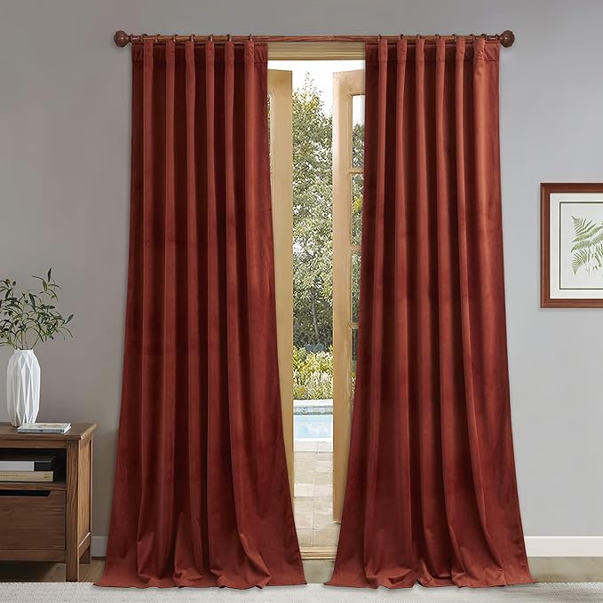 StangH Rust Red Theater Curtains Extra Long Back Tab Thermal Insulated Drapes, Heavy Duty Privacy Panels for Living Room/High Ceiling Villa/Christmas Decor, W52 x L132, 2 Panels