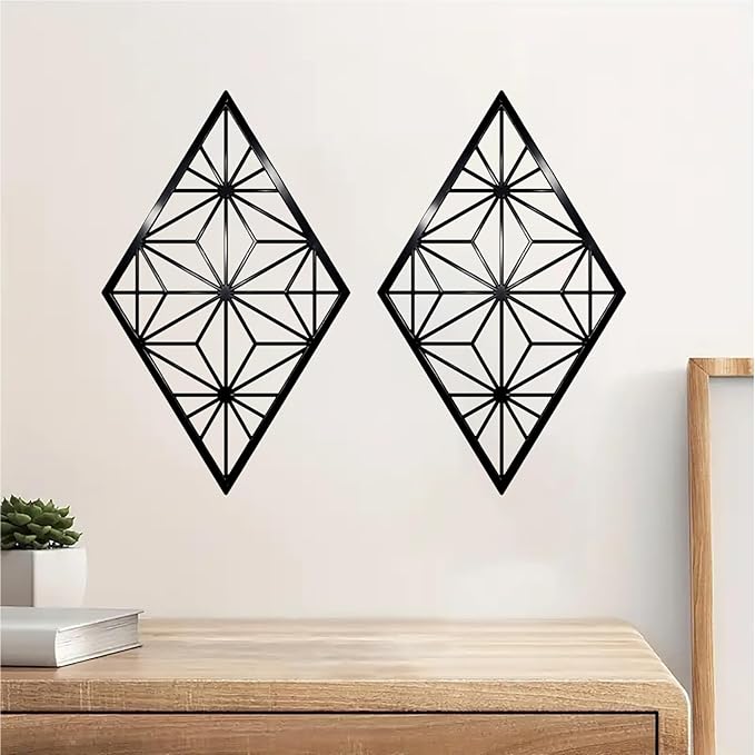 DUOOLN 2 Pcs Abstract Metal Wall Art, Minimalist Single Line Art Iron Hanging Picture, Modern Geometrical Metal Wall Sculptures Sign, For Living Room Bedroom Bathroom Study Room Home Decor- Black
