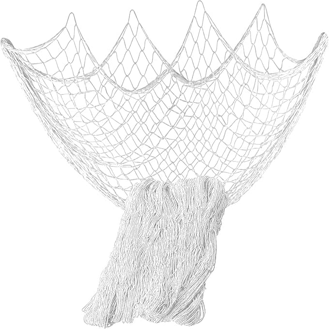 Nature Fish Net Wall Decoration with Shells, Ocean Themed Wall Hangings Fishing Net Party Decor for Pirate Party,Wedding,Photographing Decoration