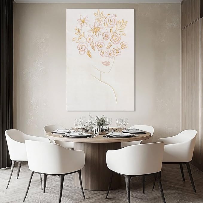 ZENPEE Pink Abstract Wall Art, Flower Wall Decor, Cuadros para Sala Elegantes y Modernos, Minimalist Wall Art for Bedroom or Office, 32" x 48"