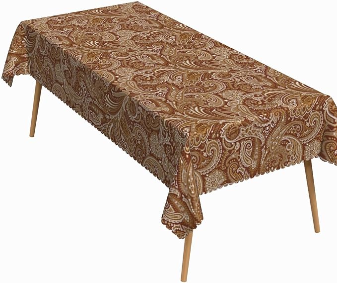 70x120 Inch Paisley Floral Rectangular Tablecloth Indian Ethnic Vintage Print Table Cloth Bohemian Washable Durable Table Cover for Dining Banquet Garden Patio Decor