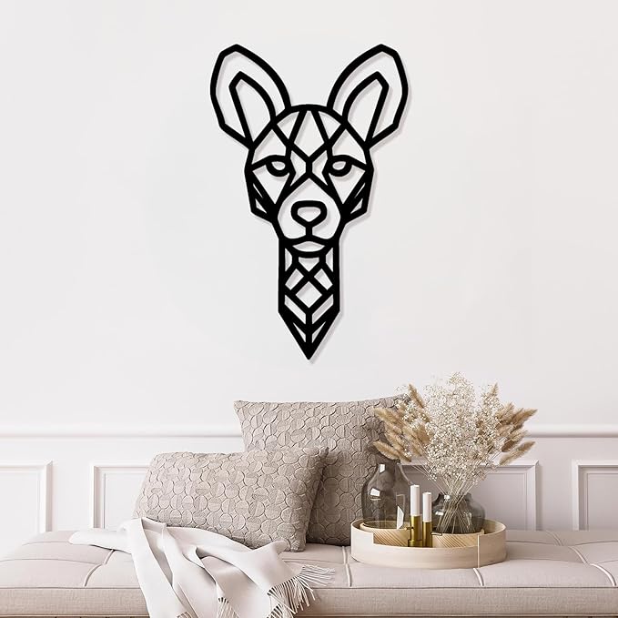 Geometric Animal Metal Wall Art – Modern Polygon Style Metal Wall Decor for Home, Living Room, or Office, Minimalist Wildlife Wall Sculpture, Black Steel Design (Style-4)