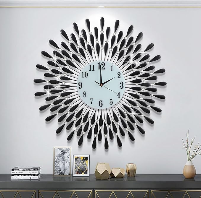 28.0 Inch Modern Elegant Silent Wall Clock, Quartz Non-Ticking Large Wall Clock for Living Room Kitchen Office Decor
