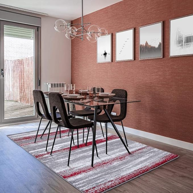 LUXE WEAVERS Modern Abstract Red 6x9 Area Rug