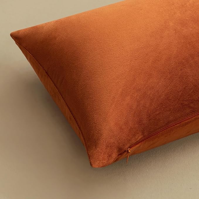 MIULEE Pack of 2 Rust Pillow Covers 18x18 Inch Fall Decorative Velvet Throw Pillow Covers Modern Soft Couch Throw Pillows Farmhouse Home Decor for Sofa Bedroom Living Room