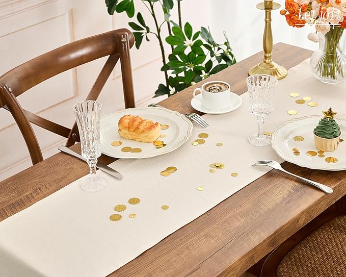 Letjolt Beige Table Runner 72 Inches Long Rustic Table Runner Cotton Runner Plain Table Decor